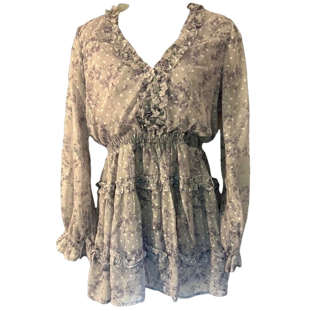 TCEC Lavender Floral Ditzy Ruffle Dress